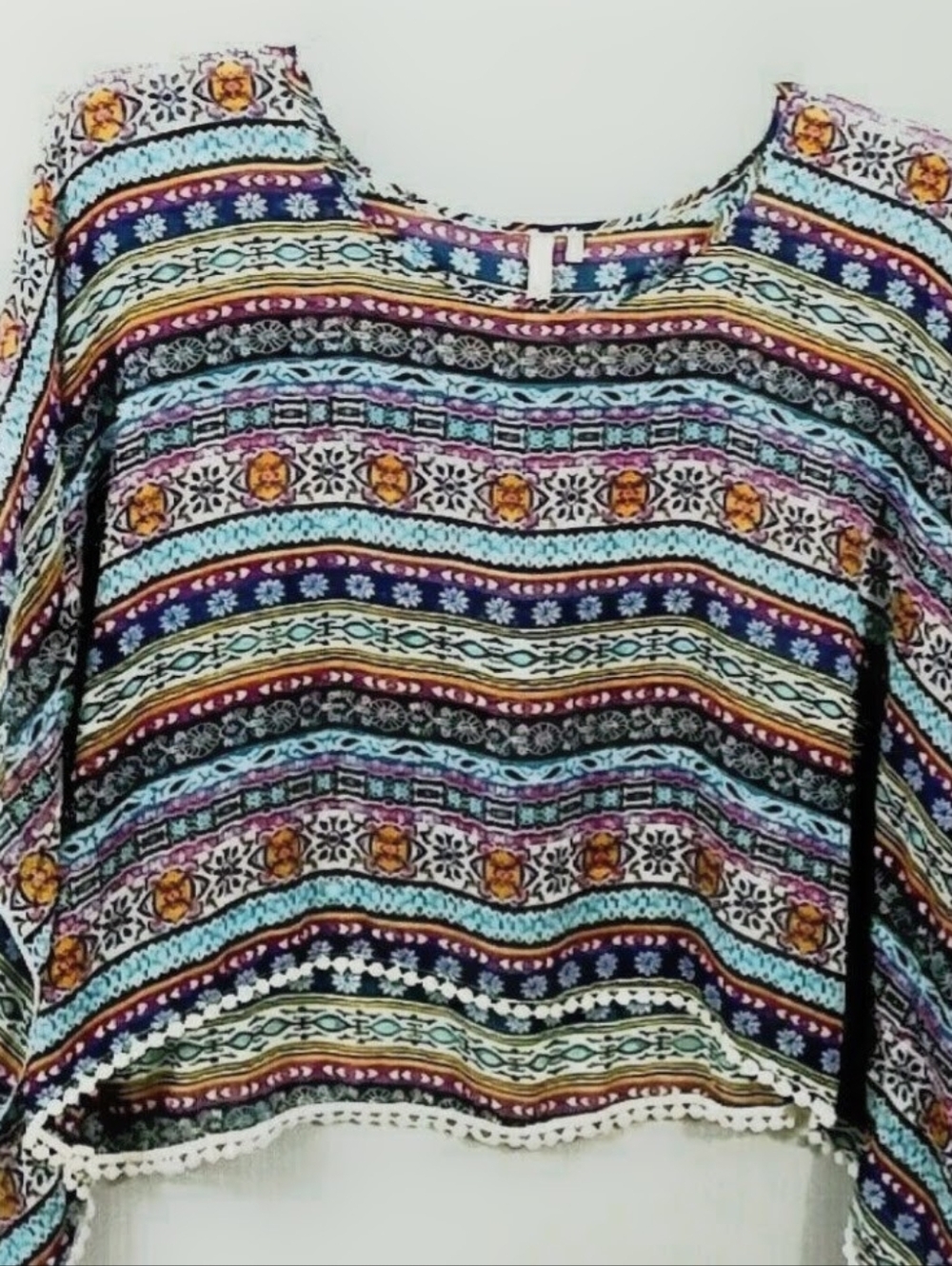 Red Camel Sheer Multicolor Striped Boho Blouse - XS